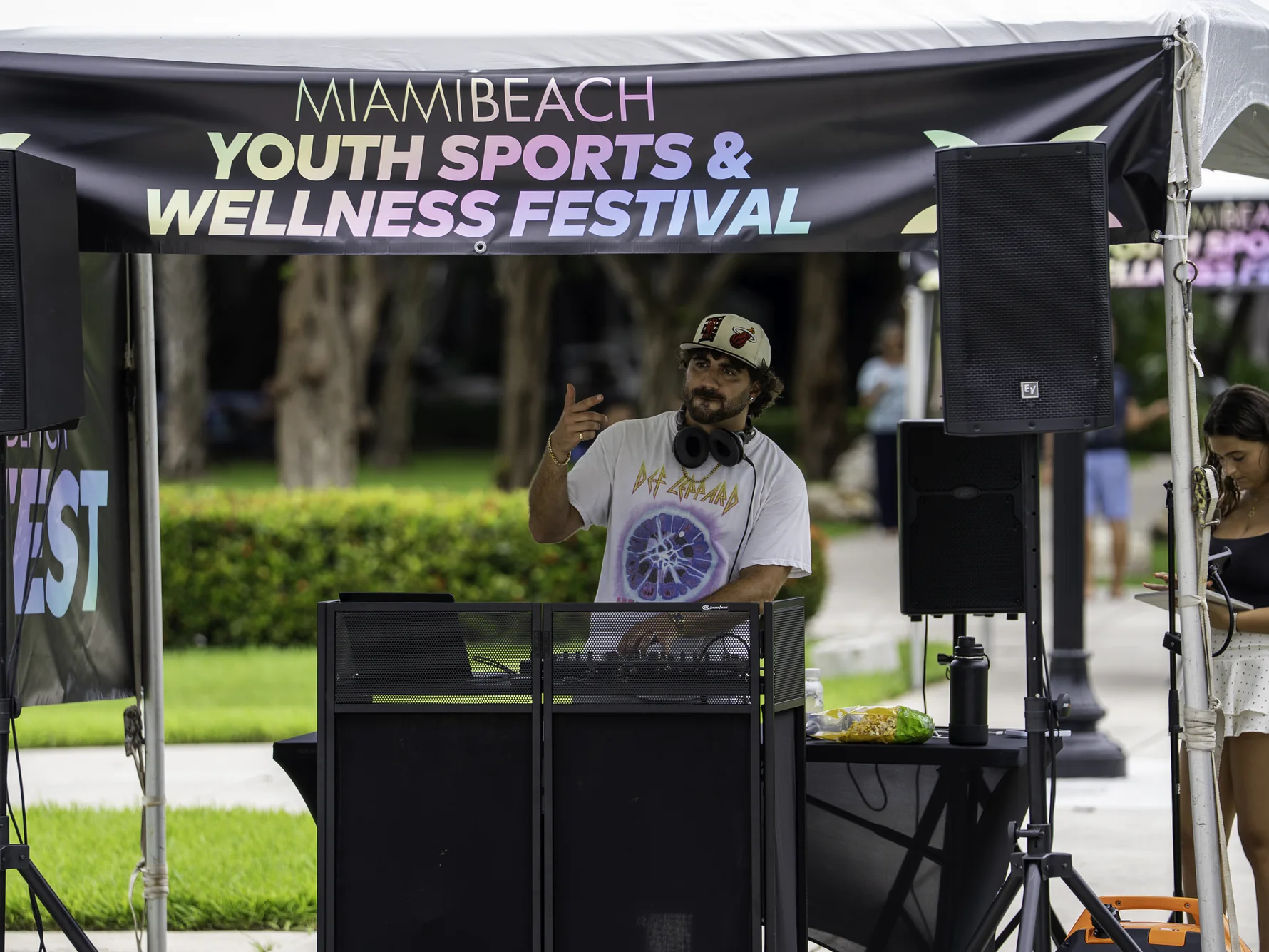 DJ and music stage at the 2026 Miami Beach Youth Sports and Wellness Festival